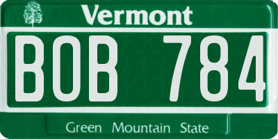 VT license plate BOB784