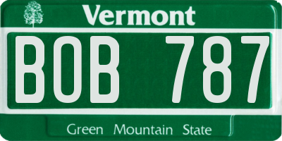 VT license plate BOB787