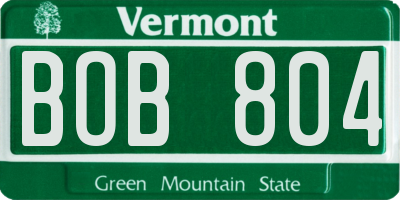 VT license plate BOB804
