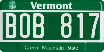 VT license plate BOB817