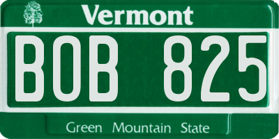 VT license plate BOB825