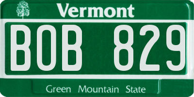 VT license plate BOB829