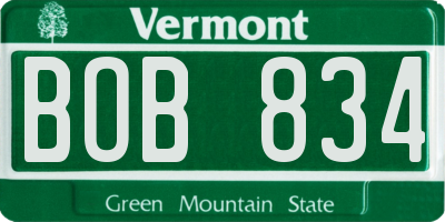 VT license plate BOB834