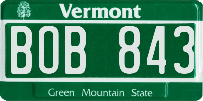 VT license plate BOB843