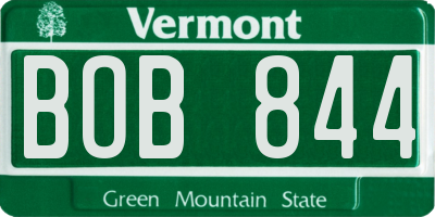 VT license plate BOB844