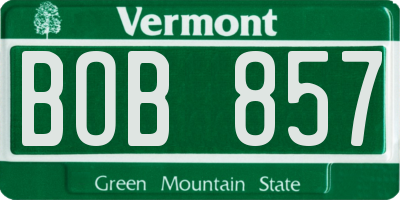 VT license plate BOB857