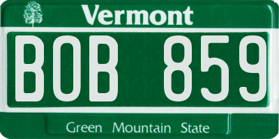 VT license plate BOB859