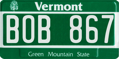 VT license plate BOB867