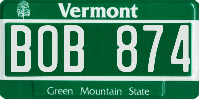 VT license plate BOB874