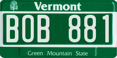 VT license plate BOB881