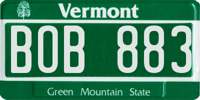 VT license plate BOB883