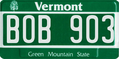 VT license plate BOB903