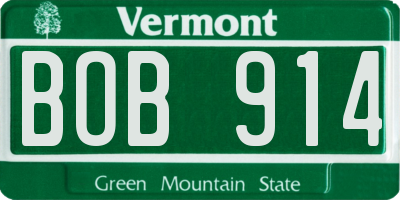 VT license plate BOB914