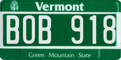 VT license plate BOB918