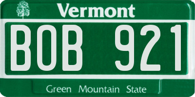 VT license plate BOB921