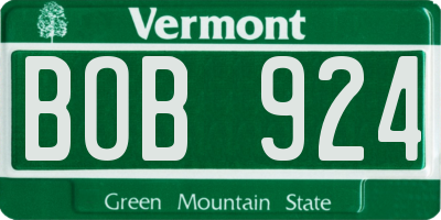 VT license plate BOB924