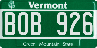 VT license plate BOB926