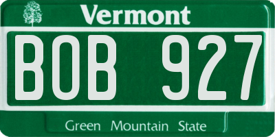 VT license plate BOB927