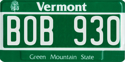 VT license plate BOB930