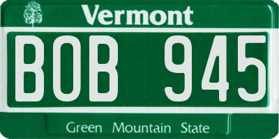 VT license plate BOB945