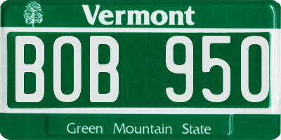 VT license plate BOB950