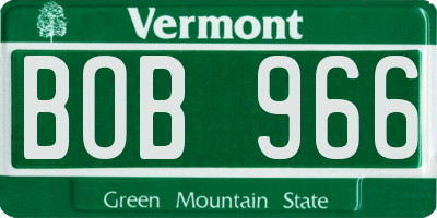 VT license plate BOB966