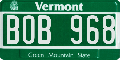 VT license plate BOB968