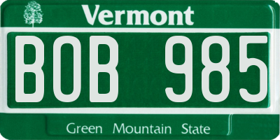 VT license plate BOB985