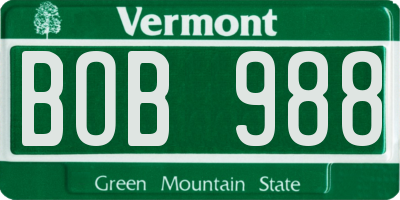 VT license plate BOB988