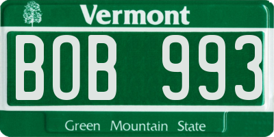 VT license plate BOB993