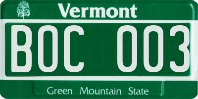 VT license plate BOC003
