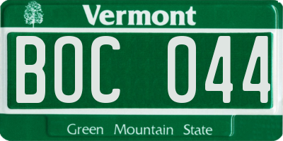 VT license plate BOC044