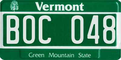 VT license plate BOC048