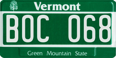 VT license plate BOC068