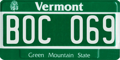 VT license plate BOC069