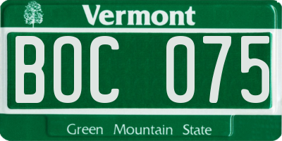 VT license plate BOC075