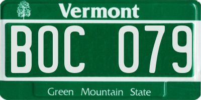 VT license plate BOC079