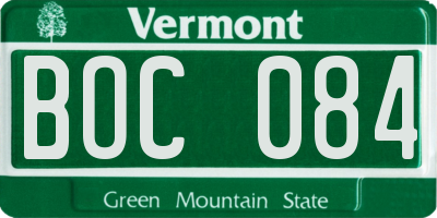 VT license plate BOC084
