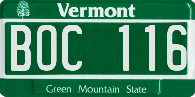 VT license plate BOC116