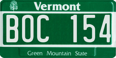 VT license plate BOC154