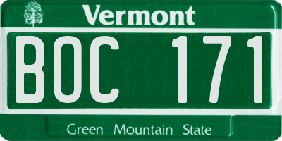 VT license plate BOC171