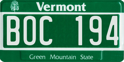 VT license plate BOC194