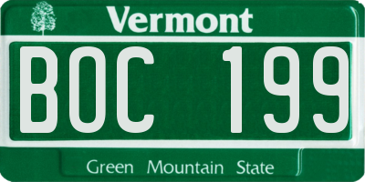 VT license plate BOC199