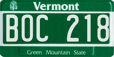 VT license plate BOC218