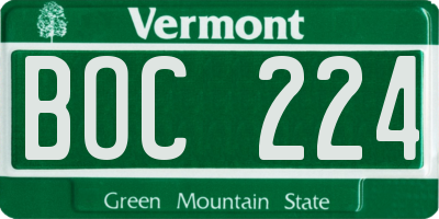 VT license plate BOC224