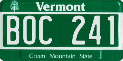 VT license plate BOC241