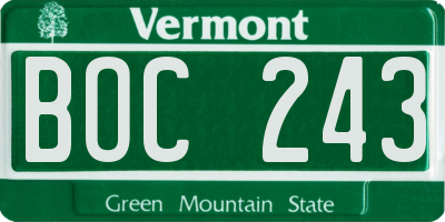 VT license plate BOC243