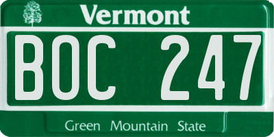 VT license plate BOC247