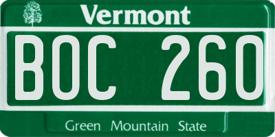 VT license plate BOC260