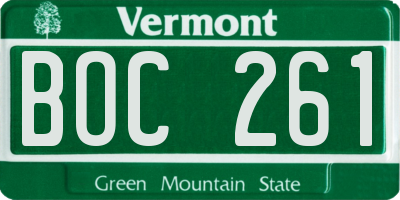 VT license plate BOC261